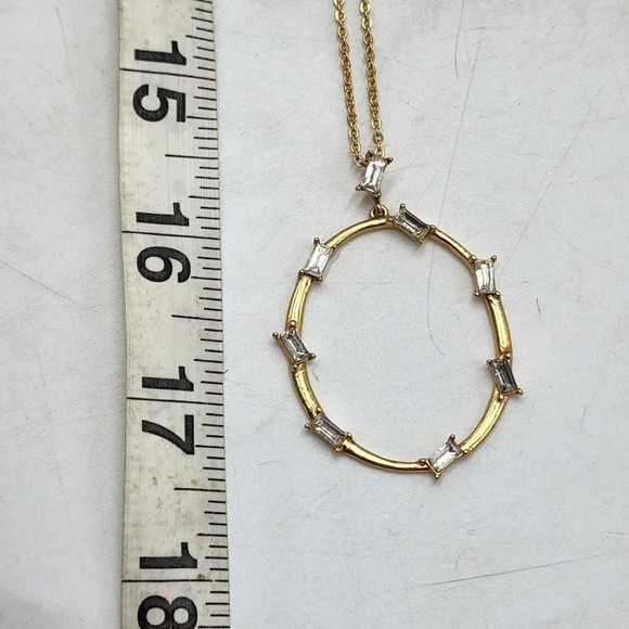 Sole Society‎ Long Gold Crystal Circle Pendant Necklace - Picture 7 of 7